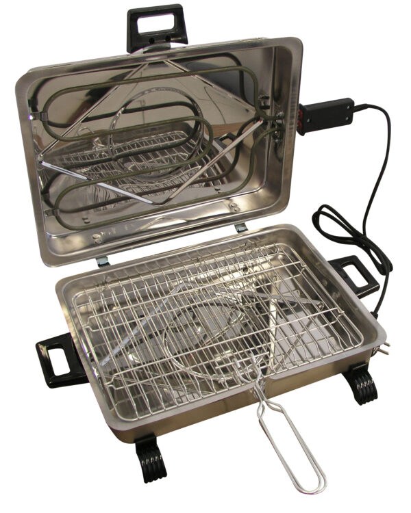 Ηλεκτρική ψηστιέρα ανοξείδωτη με διπλή σχάρα  και σπαστές χειρολαβές