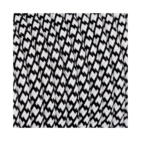 Διακοσμητικό υφασμάτινο καλώδιο  Ζιγκ-Ζαγκ Λευκό&Μαύρο
