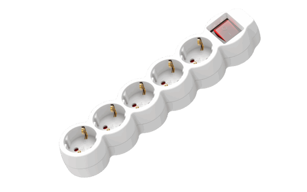 Πολύπριζο 5 θέσεων Σούκο με διακόπτη & 1,5m καλώδιο Λευκό