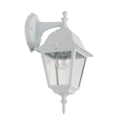 Φανάρι αλουμινίου τετράγωνο DOWN E27 IP44 Λευκό