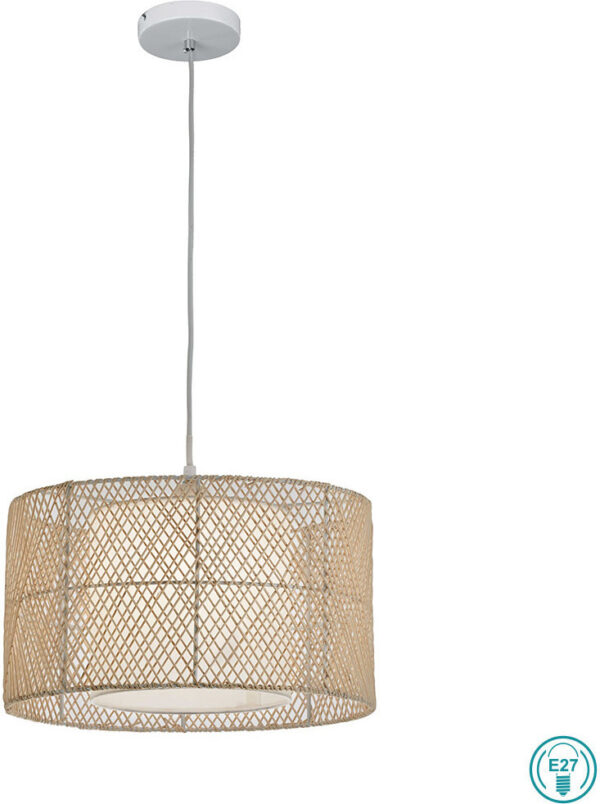 Viokef Grido Κρεμαστό Φωτιστικό Καφέ με Σχοινί για Ντουί E27 37x370εκ.