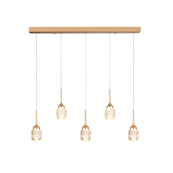 Inlight Κρεμαστό φωτιστικό LED 5*10W από χρυσαφί μέταλλο και ακρυλικό D:60x200cm (4077R-5-Golden)