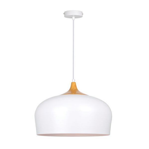 InLight Κρεμαστό φωτιστικό από λευκό μέταλλο και ξύλο 1XE27 D:35cm